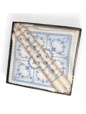 Royal Copenhagen Gift Box 2 Tapered Wax Fluted 10” Candles & 20 Napkins